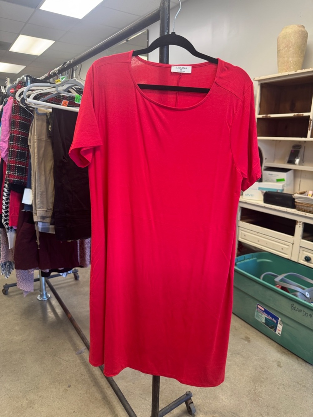 Zenana Outfitters Red Scoop Neck Shift Dress